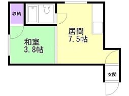 ハイツ高橋A 1DKの間取図画像