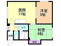 マイロード真栄 2LDKの間取図画像