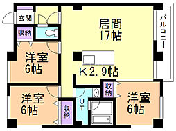 カレラ平岸 3LDKの間取図画像