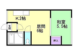 シティハイムハーモニA 1DKの間取図画像
