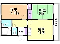 グリーンハイム嵯峨 2LDKの間取図画像