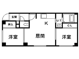 パオ月寒公園 2LDKの間取図画像