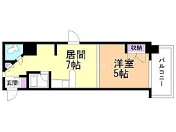 ミルフィオーレ学園前 1DKの間取図画像