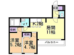オッティモリヴェッロ 2LDKの間取図画像