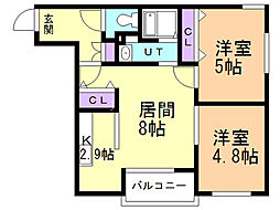 ショコラ 2LDKの間取図画像