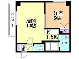 フリーダム美園 1LDKの間取図画像