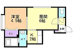コート月寒 1LDKの間取図画像
