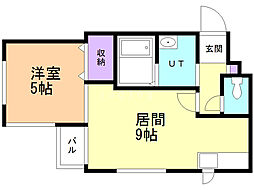 グランディール月寒26 1LDKの間取図画像