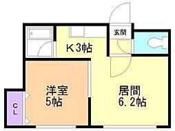 アクアガーデン 1DKの間取図画像