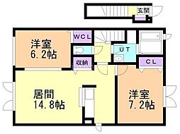 チェリーハイツ2 2LDKの間取図画像