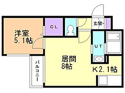 セルバテール南15条 1LDKの間取図画像