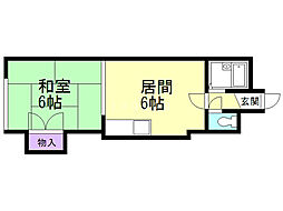 メゾンエクレーレ中の島 1DKの間取図画像