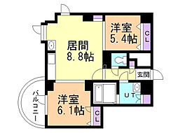 水車町マンション 2LDKの間取図画像