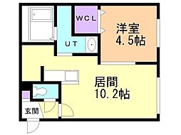 ガーデンクリスタル平岸 1LDKの間取図画像