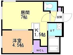 ル・ヌアージュ平岸 1LDKの間取図画像