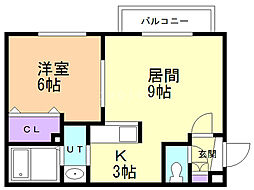 フィーノW-2 1LDKの間取図画像