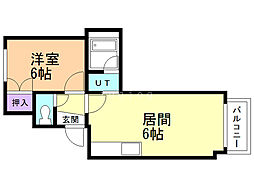シャンポール南平岸 1LDKの間取図画像