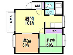 アスリート古林 2LDKの間取図画像