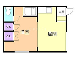 スタジアムゾーン 1DKの間取図画像