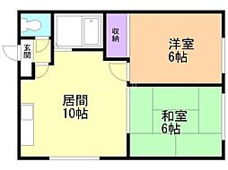 クドウハイツ1 2LDKの間取図画像