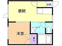 サンフロンテアタウンD 1DKの間取図画像