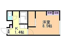 レオパレス白樺 1Kの間取図画像