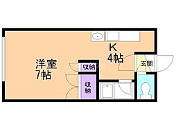 コーポ三信 1Kの間取図画像