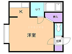 プレジデントA 1Kの間取図画像