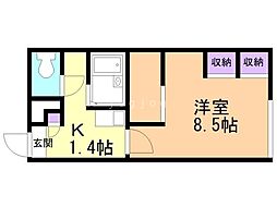 レオパレスベンデュール 1Kの間取図画像