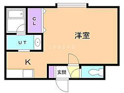 インセンスリヴァ04 1Kの間取図画像