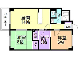 ダイアナ南幌ヒルズ弐番館 2SLDKの間取図画像