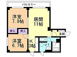 ウエストパレス 2LDKの間取図画像