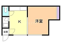 ニューハイツ鈴蘭 1DKの間取図画像