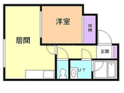 エルムコート 1DKの間取図画像