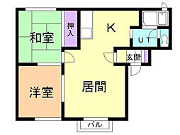ロビニア野幌 2LDKの間取図画像