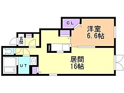 プラシードK9 1LDKの間取図画像