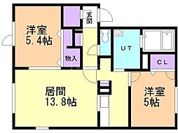 イーストコート1 2LDKの間取図画像
