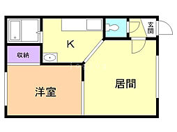のっぽろハイツ 1DKの間取図画像