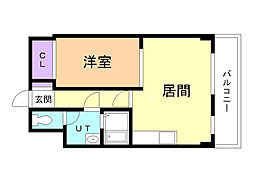 T-SQUARE 1DKの間取図画像
