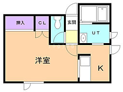 パレット緑館 1Kの間取図画像