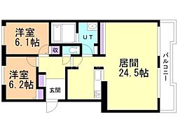 リーセント住吉 2LDKの間取図画像