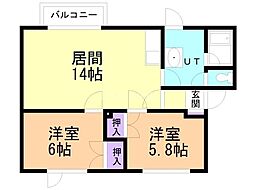 セカンドイースト18 2LDKの間取図画像