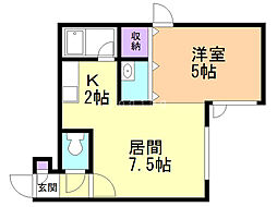 ハートアベニュー2 1DKの間取図画像