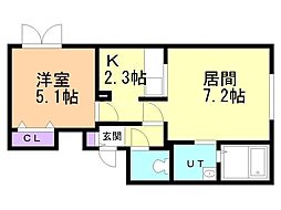 レーベンハイム 1LDKの間取図画像