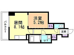 グレースビラ一番館 1LDKの間取図画像