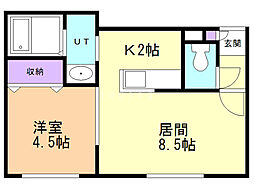 サードエポック文京台 1LDKの間取図画像