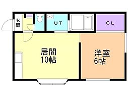 サンルート日の出台 1LDKの間取図画像