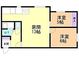 コーポホワイト2 2LDKの間取図画像
