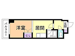 オクタワーズ野幌ウエストタワー 1DKの間取図画像