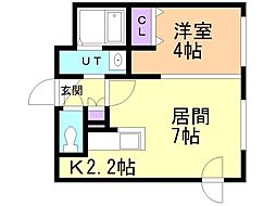 江別市東野幌本町マンション 1LDKの間取図画像